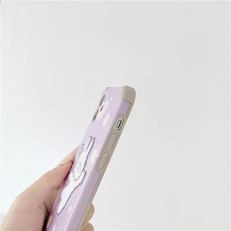

Cute embroidery 3D Rabbit Phone Cover Case For Iphone 12 mini X 11 pro Xs Max Xr 8 7 Plus SE2 Luxury pu leather Coque Fundas