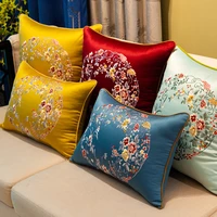 classic fine embroidery floral silk brocade cover cushions pillow cases decorative sofa chair cushion cover lumbar pillow covers