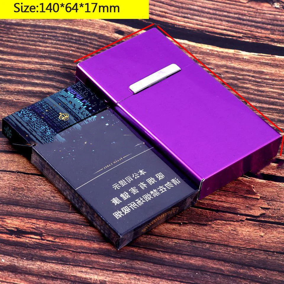 Ультра Тонкий Модный чехол для сигарет с металлическим ползуном алюминиевая