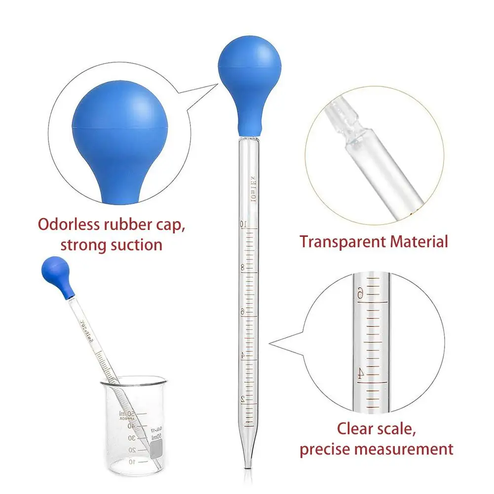 Пипетка стеклянная с резиновой головкой 10 шт. | Инструменты