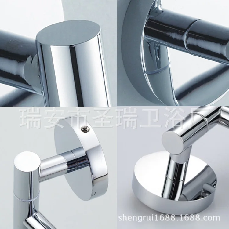 

New stainless steel + zinc alloy three-layer 360-degree rotating movable towel bar chrome-plated bath towel rack shower facility