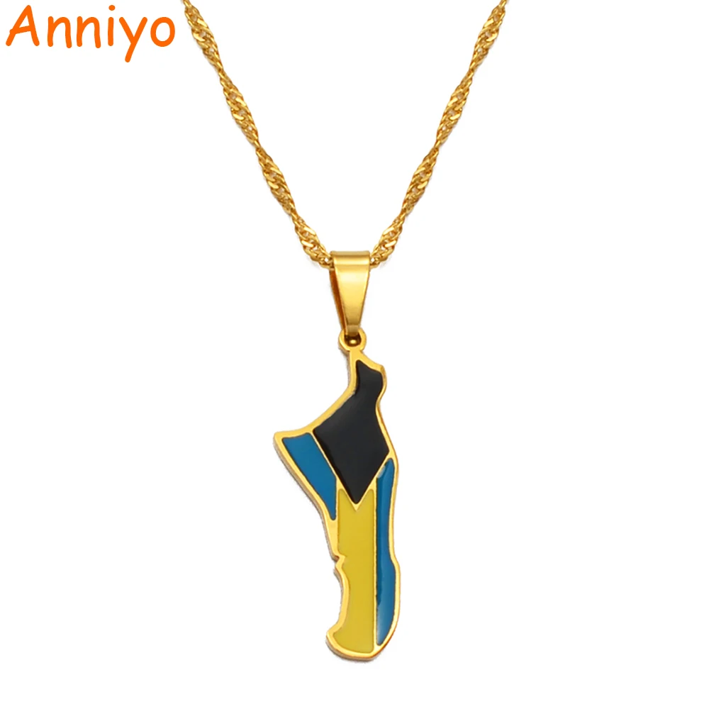 Anniyo Багамские Острова Андрос карта и кулон в форме флага плетённого кольца