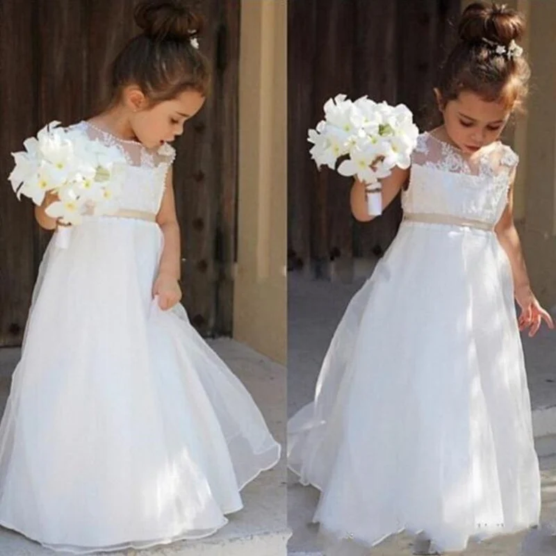 Платья с цветочным узором для девочек Кружевное платье короткими рукавами и