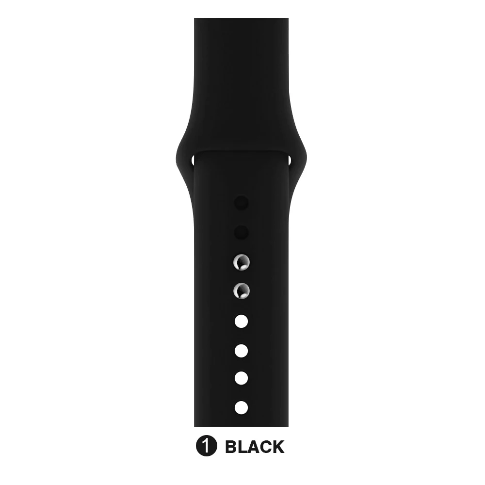 Black Мягкий силиконовый сменный спортивный ремешок для Apple Watch версии 4, 3, 2, 1, 42 мм, 38 мм, браслет на запястье, ремешок для iWatch 4, 40 мм, 44 мм, спортивный - Цвет ремешка: Black