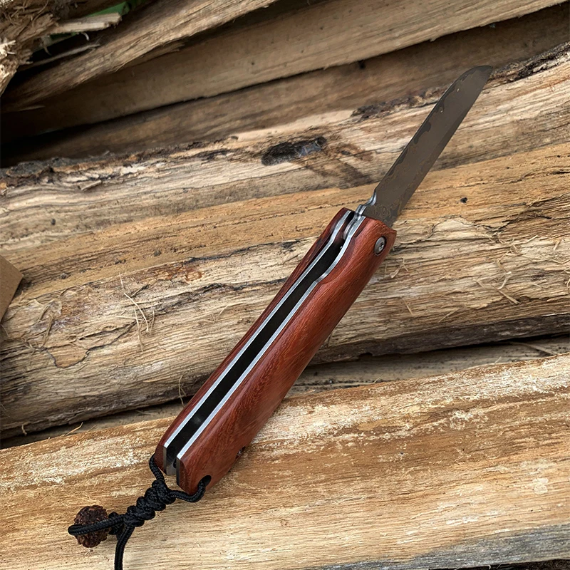 Ручной работы палисандр дамасский карманный нож 440C edc охотничья рыболовная
