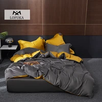 lofuka dark gray 100 silk bedding set deep sleep beauty duvet cover flat sheet pillowcase super soft double queen king bed set