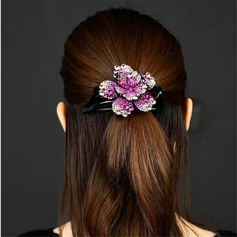 

Стразы заколка для волос цветные цветы Утконос зажим корейский Ретро стиль ловушка для женщин