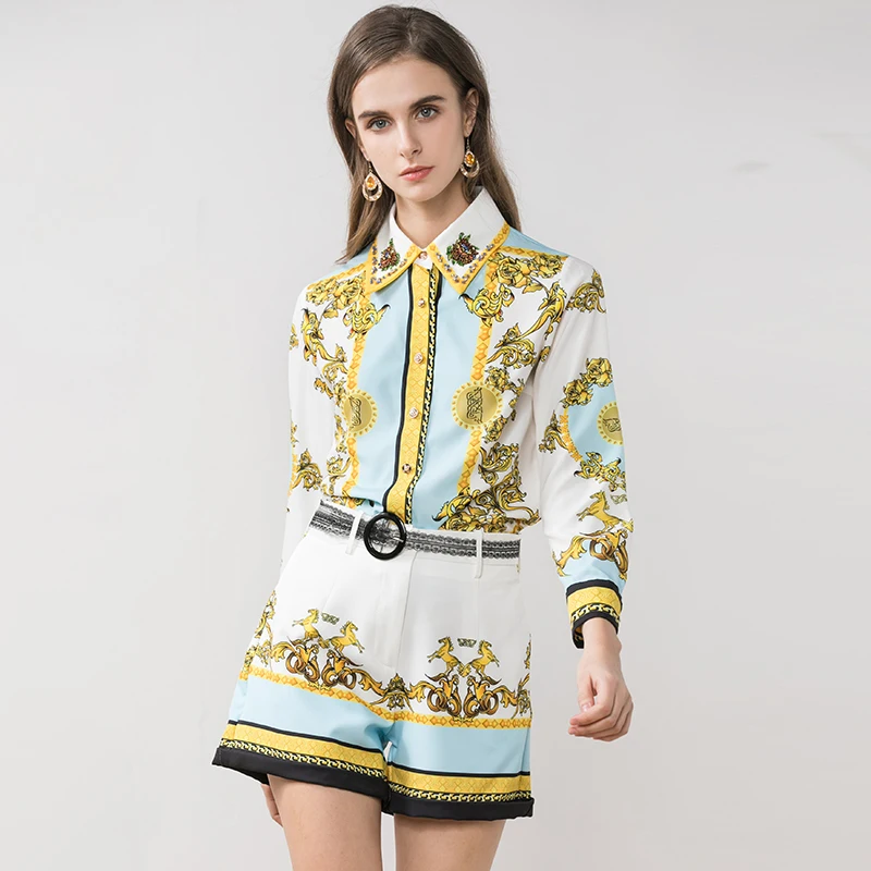 2020 Весенняя мода комплект из 2 предметов с рисунком Для женщин высокое качество