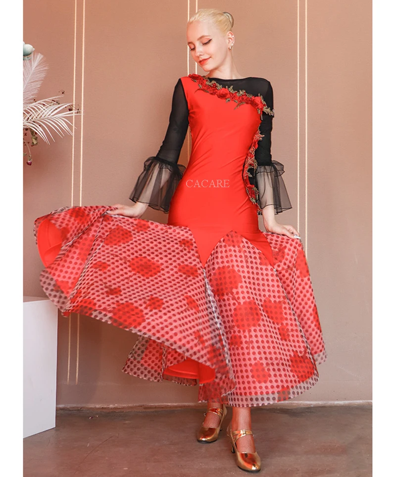 Платье для бальных танцев платье соревнований стандартный костюм танго-вальса