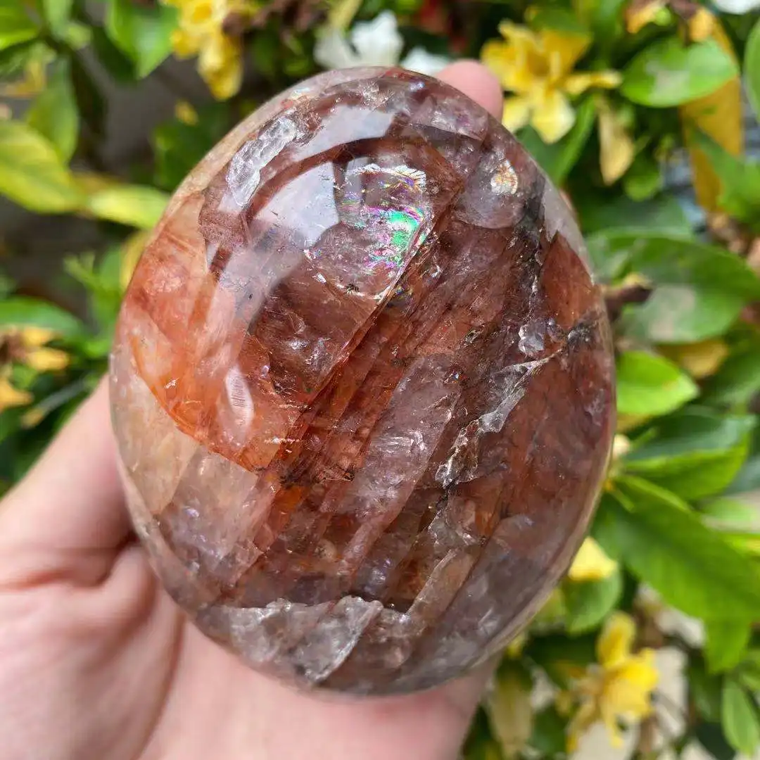 

Natural Crystal Quartz, Fire Quartz, Free form, Palm Energy Reiki Stone