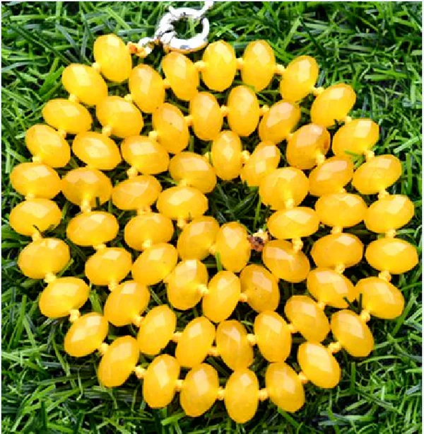 

Brazil 5x8mm charming yellow jade abacus faceted gem necklace 18"