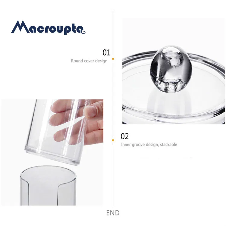 Acrylic Multifunctional Round Qtip Container Cosmetic Makeup Cotton Pad Organizer Jewelry Storage Box Holder and Candy Jars |