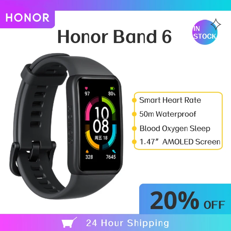 Смарт браслет Honor Band 6 1 47 дюйма AMOLED Bluetooth мониторинг сна|Смарт-браслеты| |