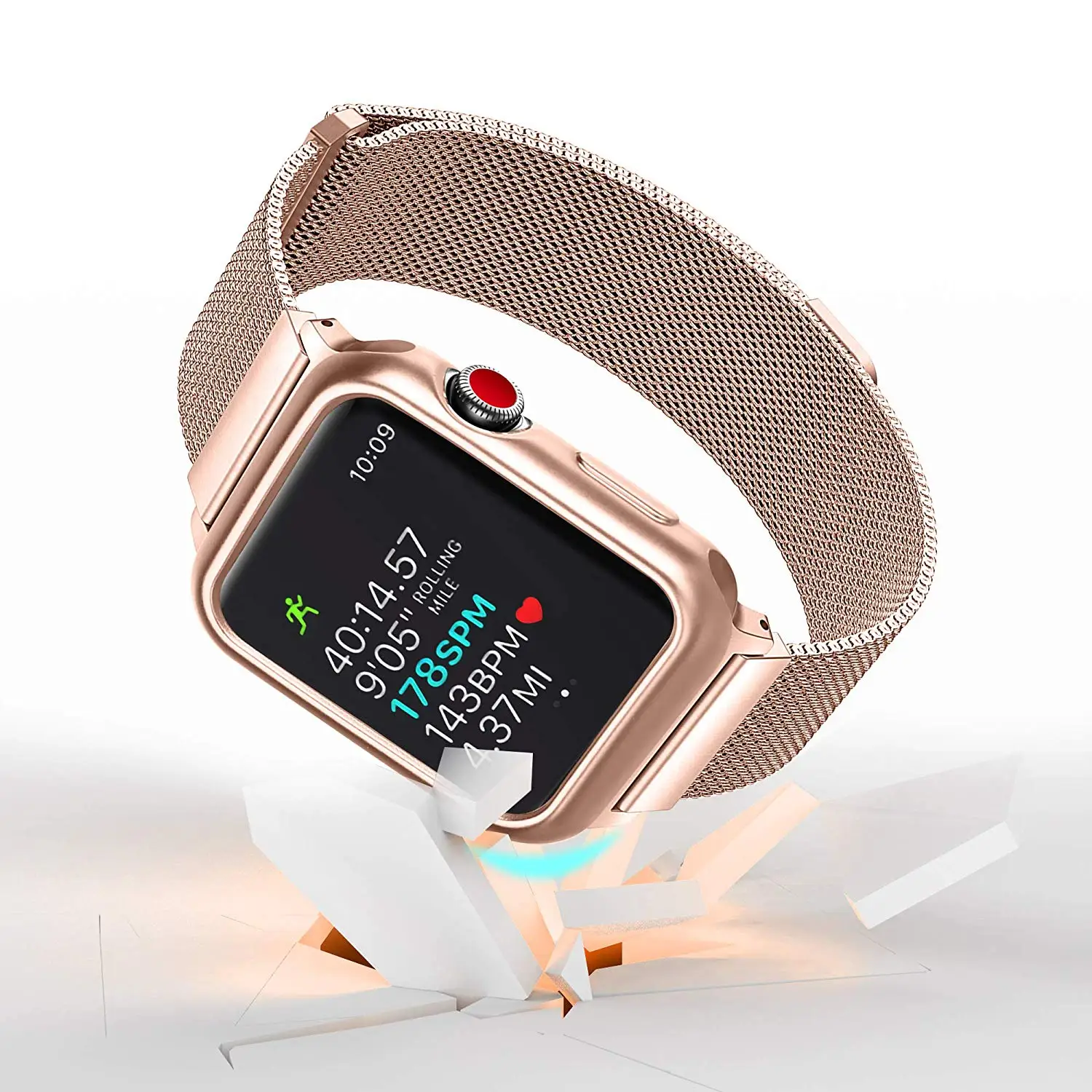 Миланская петля ремешок + чехол для Apple Watch 44 мм 40 38 42 браслет из нержавеющей стали