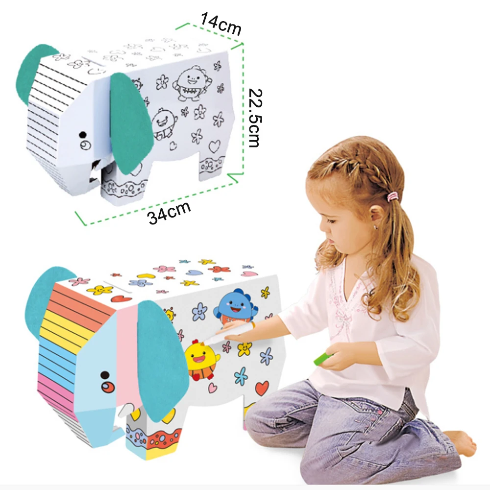 Ручки детские 6 цветов ручная роспись животные бумажная модель сделай сам 3D слон