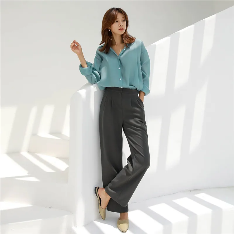 

White Blouses Fashion Single Breasted Shirt Woman Turn-Down Collar Long Sleeve Buttons Tops Elegant Chic Women Clothing