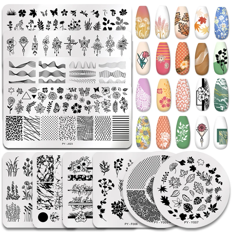 PICT YOU 1Pcs Flower Nail Stamping Plates Marble DIY Image Plate Stencil For Nails Polish Printing Templates Stamping Tools