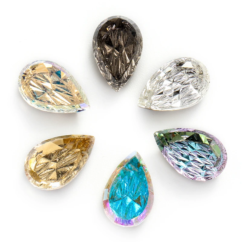 

XiChuan K9 Drop Relief Flatback Gem Stones Nail Art Rhinestone Craft Glass Crystal For Glue On Rhinestone DIY Nail Accessories
