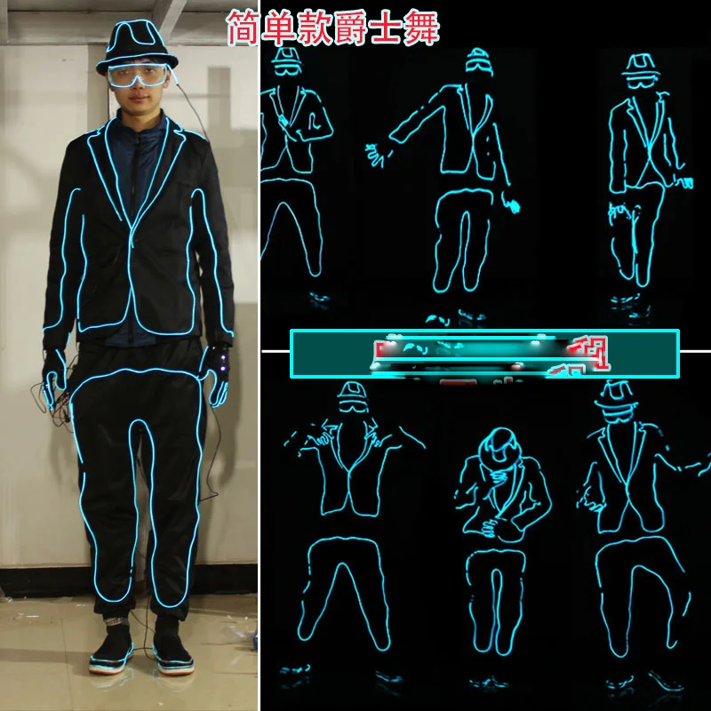 Взрослые мужские светящиеся костюмы Майкла Джексона флуоресцентный