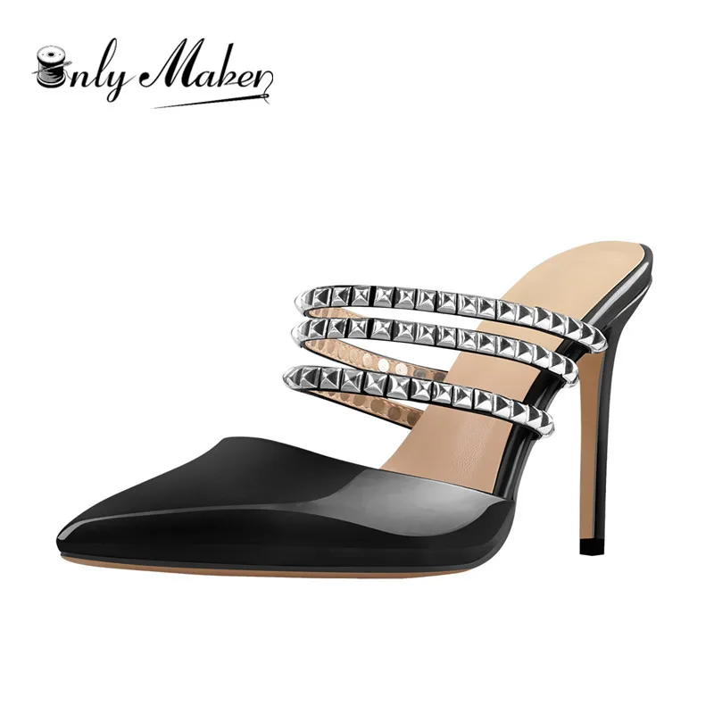 Onlymaker/женские шлепанцы с заклепками и острым носком на ремешке Босоножки без