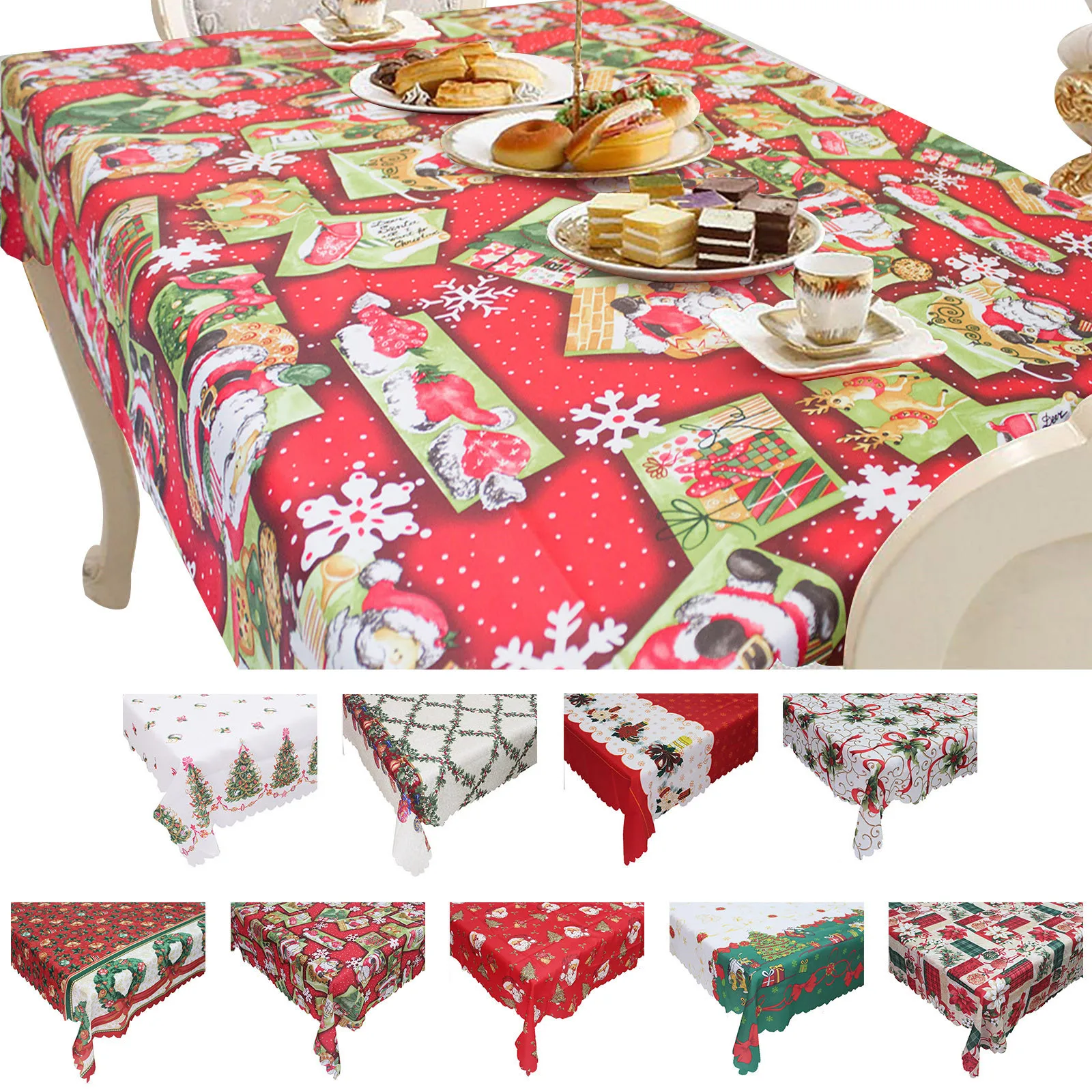 

1pcs 150*180cm Christmas Table cloth Dinner Party New Year Printed Rectangle PVC Tablecloth Christmas Table Cover Decor #Z