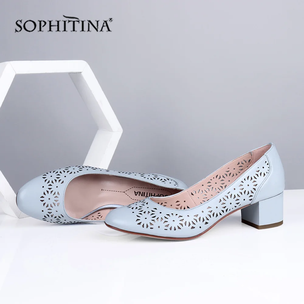SOPHITINA/Новинка Дизайнерские туфли лодочки с перфорацией Женские офисные из