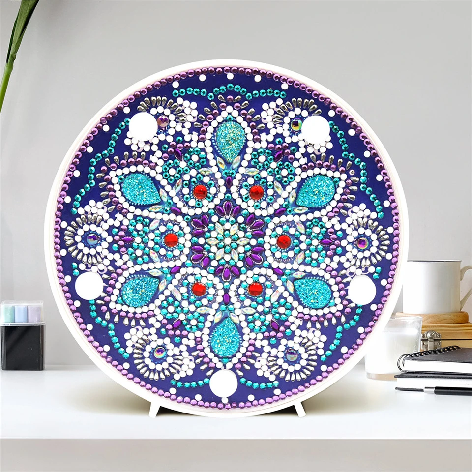 AZQSD DIY Led алмазная живопись лампа специальной формы бусины цветок ручной работы Подарок Круглый Круг Алмазная Мандала мозаика