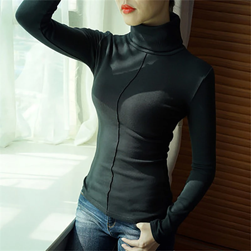 Женский свитер мягкий корейский стиль обтягивающий зимний водолазка женский