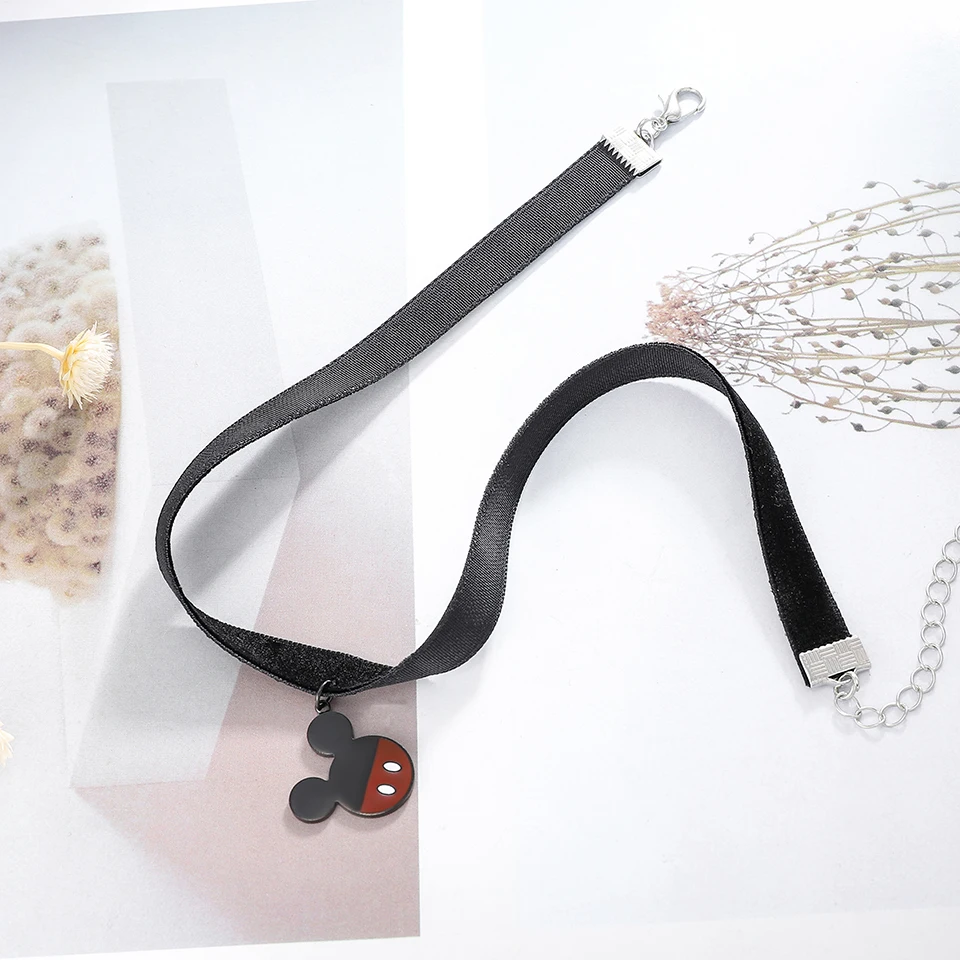 Черный мультяшный чокер из титановой нержавеющей стали кожаный ремешок подвеска