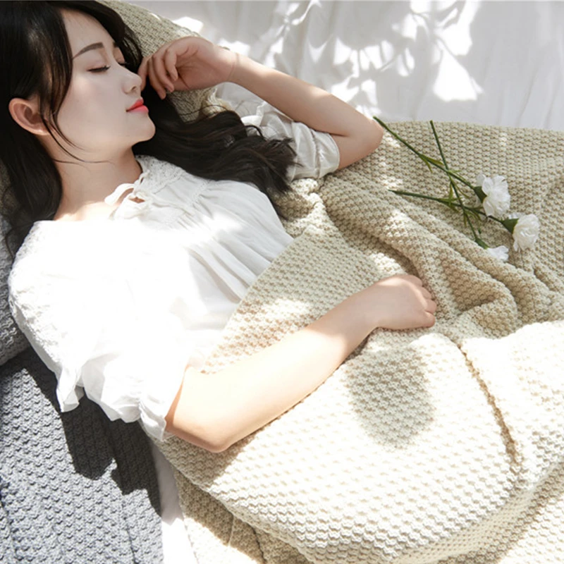 Вязаное одеяло в скандинавском стиле для дивана кровати офиса кондиционера