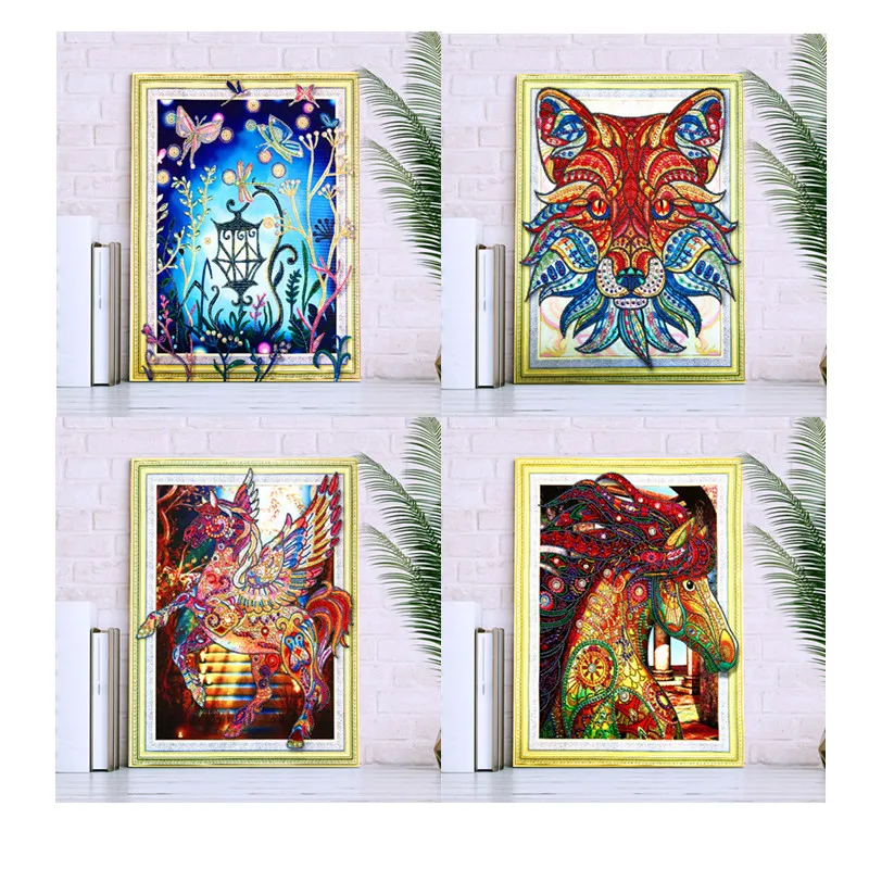 5D DIY Diamond Painting Character Animal Pattern Special Shape Cross Stitch Crystal Round Mosaic | Дом и сад