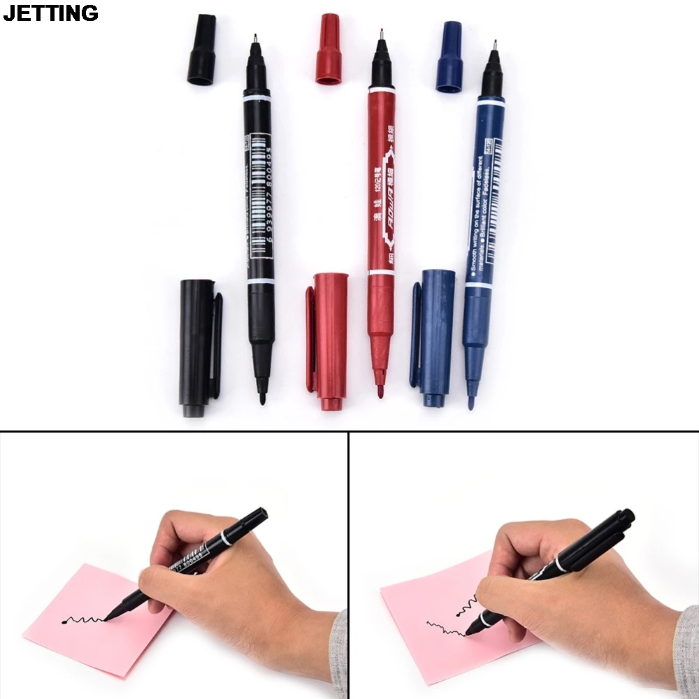 

JETTING 3 Colors Marker Pen Practical Double Hand Marker Pens Waterproof Ink Portable Fine Colour Drop Shipping