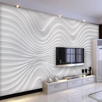 custom 3d stereoscopic embossed curve stripe mural wallpapers for living room tv background wall covering photo papel de parede