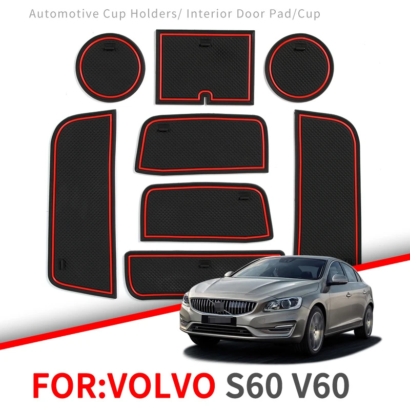 

ZUNDUO Anti-Slip Gate Slot Cup Mat for VOLVO S60 V60 2011 ~ 2018 Accessories Rubber Coaster Cup Holders Non-slip mats Door Pad