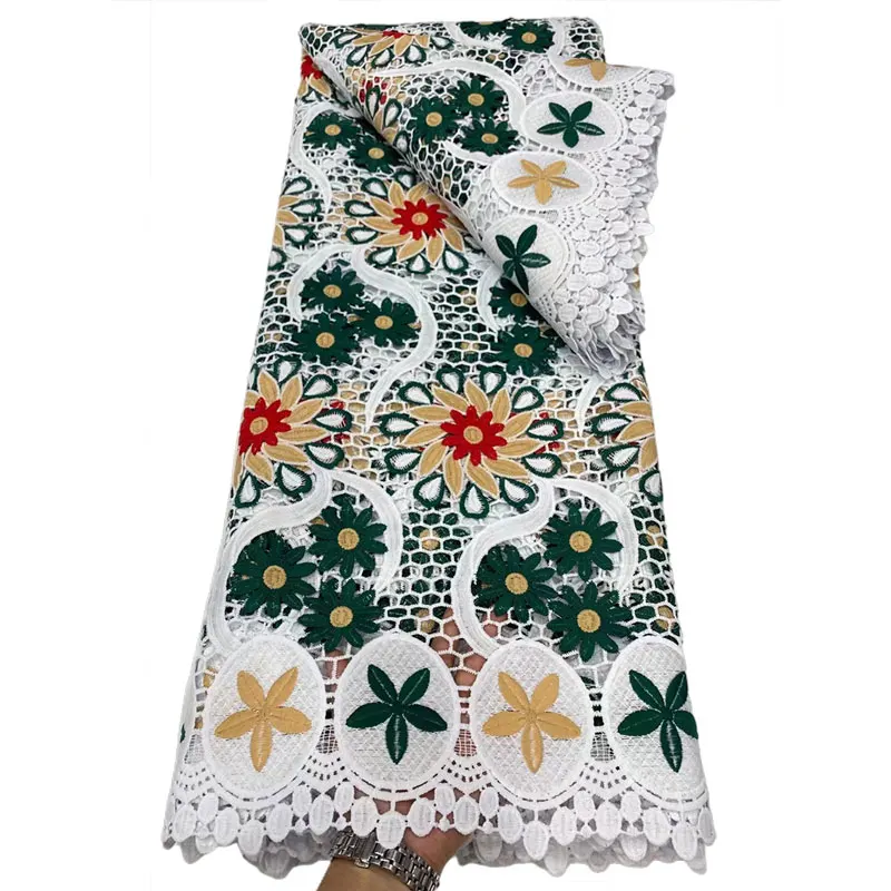 Недорогая гипюровая Высококачественная многоцветная вышивка африканская