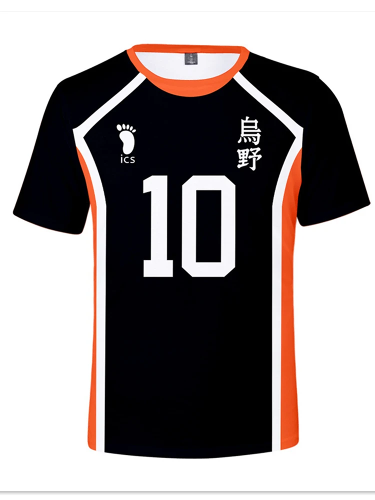 

3D T-Shirt Japanese Game Animation Volleyball Junior Uniform Number Summer Children Sports Short Sleeve Big O Collar Men's Shirt