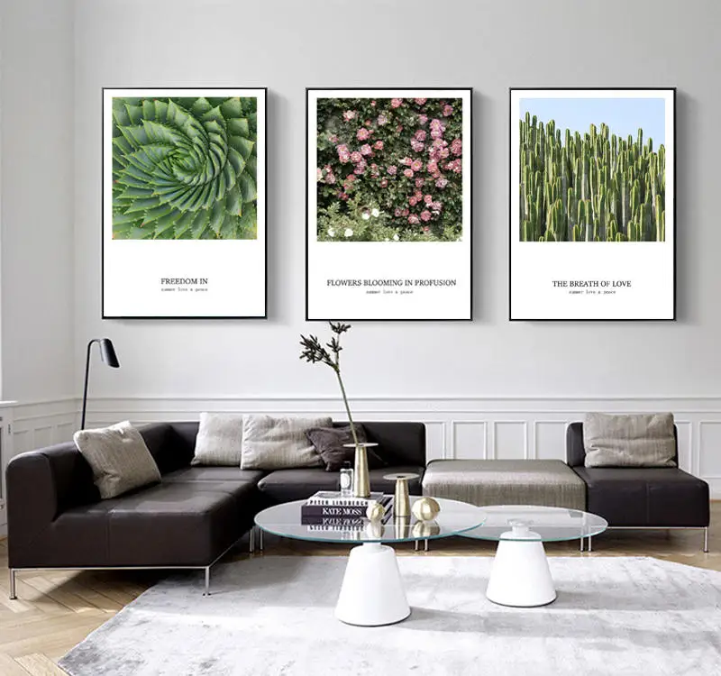 Скандинавские кактус зеленые листья суккуленты счастливые цитаты холст картины