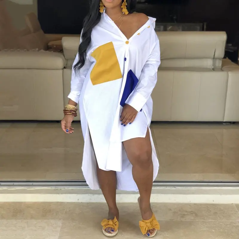 Повседневные женские длинные рубашки осень 2021 платье с длинным рукавом