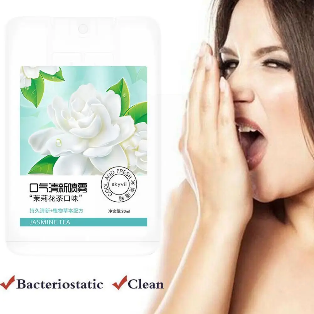 

20ml Jasmine Tea Flavor Mouth Refreshing Spray Oral Anti Agent Spray Fresh Breath Breath Breath Odor Bad Spray Fresheners F Y7K9