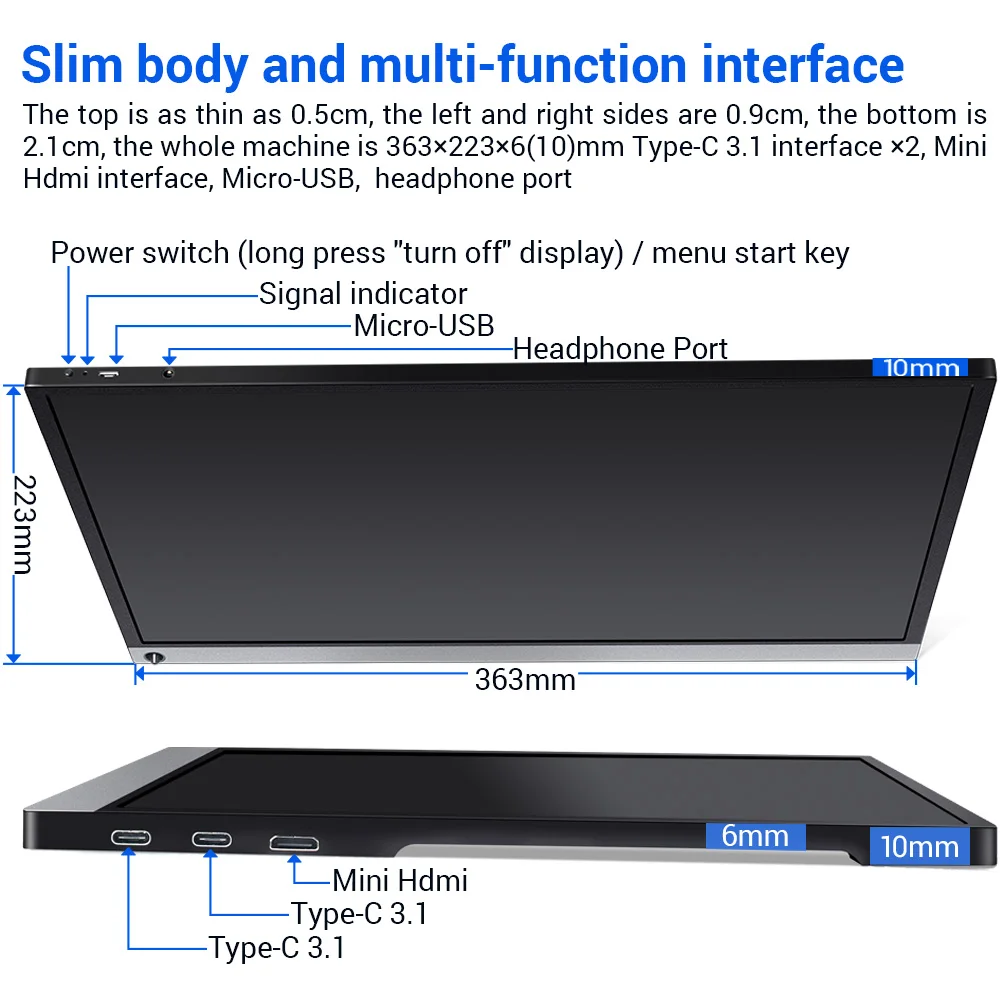 저렴한 터치 스크린 4K 휴대용 모니터 PS4 PS5 스위치 X 박스 시리즈 X 15.6 인치 HDR HDMI 디스플레이 전화 PC 태블릿 모바일 LCD 화면