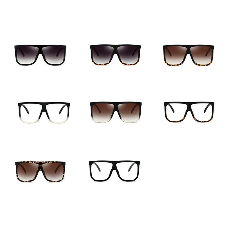 

2020 Fashion Vintage Flat Top Oversized Square Sunglasses Women Men Big Frame Luxury Gradient Clear Sun Glasses UV400 Shades