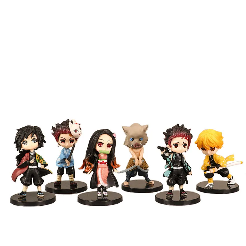 

6 Style/Set Anime Figure Kawaii Figurine Demon Slayer Figure Q Version Toys for Girls PVC Christmas Manga Gift