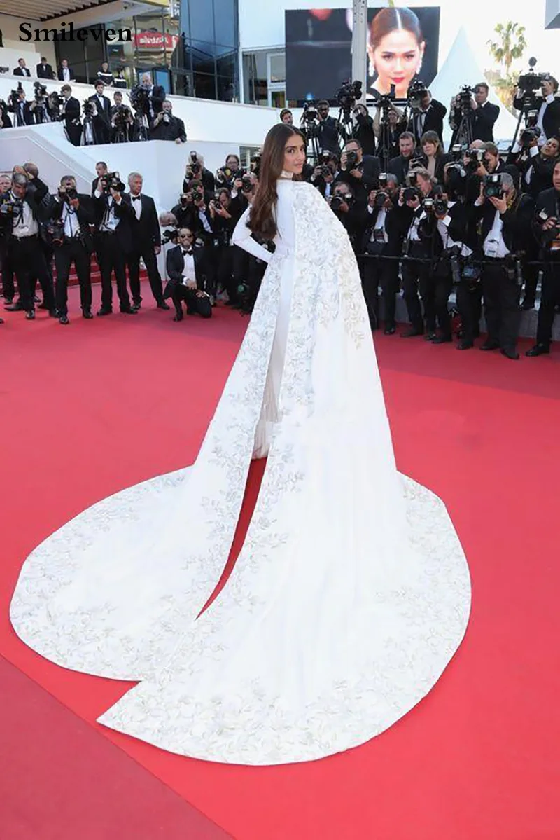 Smileven White Evening Dress Long Sleeve Appliqued Lace Prom Gowns saudi arabia Sexy Party | Свадьбы и торжества