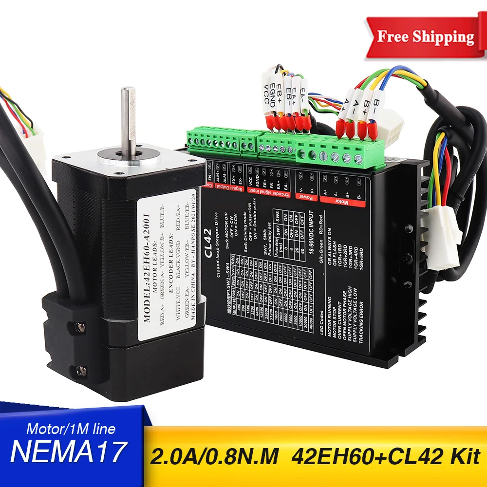 Шаговый двигатель NEMA 17 42EH60A2001 серводвигатель 2 а 0 8 Нм и CL42 с замкнутым циклом ЧПУ