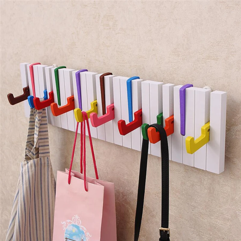 

Wood Piano Hook Color Wall Decoration Rack Storage Organizer Magnetic Key Rack Hanger Key Ring Hooks Coat Rack