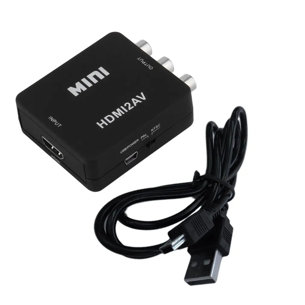 

Black Mini 1080P HDMI-compatible To RCA Audio Video AV CVBS Adapter Converter For HDTV HDMI2AV Video Converter Adapter Box
