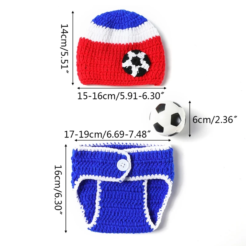 

3Pcs Baby Shorts Hat Football Set Newborn Photography Props Outfits Accessories