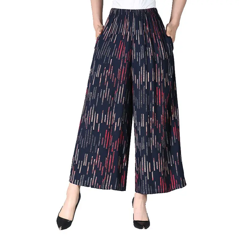 Женские широкие брюки капри штаны шаровары клеш с высокой талией свободная