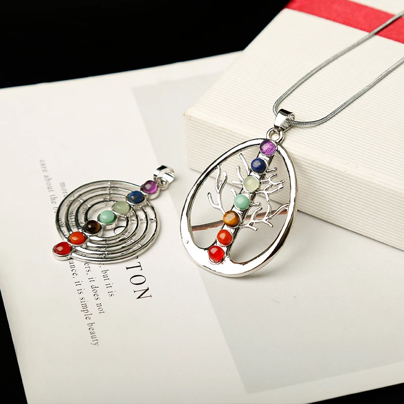 1 шт. Стильное ожерелье с подвеской семь Соединенных элементов минеральные