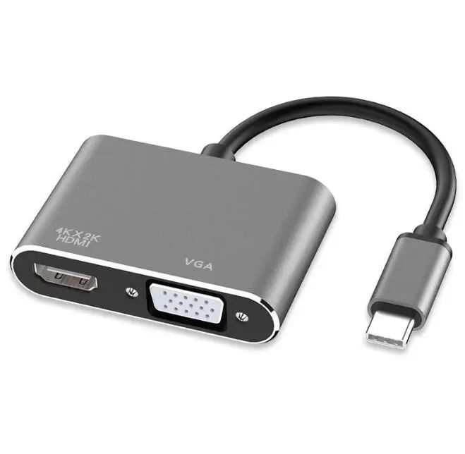 Black all in one BESIUNI USB C к HDMI VGA адаптер 4 к Тип C USB-C концентратор видео конвертеры адаптер для Macbook - Цвет: Black all in one
